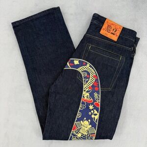 Evisu No 2 Lot 2001 Daicock Dragon Samurai Japanese Jeans Mens 32 Indigo